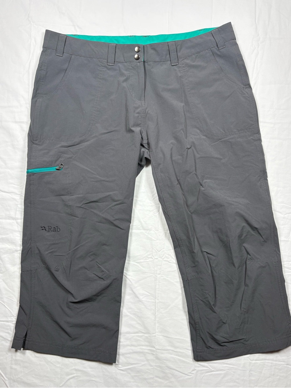 RAB Helix Women’s Gray Outdoor Pants with Teal Trim